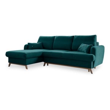 Colțar turcoaz extensibil/cu spațiu de depozitare (cu colț pe partea stângă/cu șezlong) Scandic Lagom – Miuform