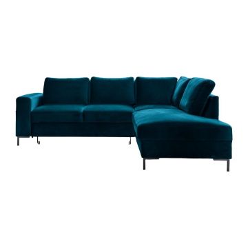 Colțar turcoaz extensibil cu tapițerie din catifea (cu colț pe partea dreaptă) Lofty Lilly – Miuform