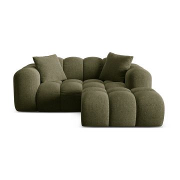 Colțar verde cu tapițerie din chenille (cu colț pe partea dreaptă/cu șezlong) Treno – Cosmopolitan Design