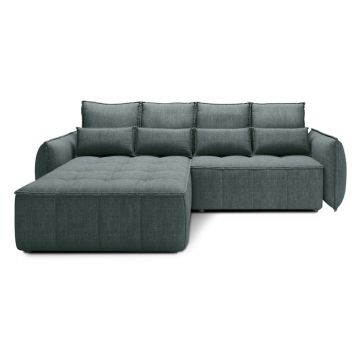 Colțar verde extensibil/cu spațiu de depozitare cu tapițerie din catifea (cu colț pe partea stângă/cu șezlong) Campo – ELTAP