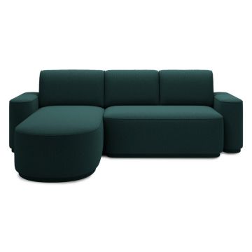 Colțar verde extensibil/cu spațiu de depozitare cu tapițerie din chenille (cu colț pe partea stângă/cu șezlong) Aurumm – ELTAP