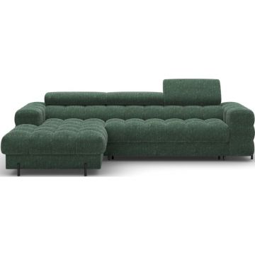 Colțar verde extensibil/cu spațiu de depozitare cu tapițerie din țesătură bouclé (cu colț pe partea stângă/cu șezlong) Felro – ELTAP
