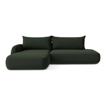 Colțar verde închis extensibil (cu colț pe partea stângă/cu șezlong) Hale – Makamii