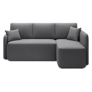 Colțar taupe extensibil/cu spațiu de depozitare cu tapițerie din catifea (cu colț pe partea dreaptă/cu șezlong) Hadson – ELTAP