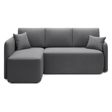 Colțar taupe extensibil/cu spațiu de depozitare cu tapițerie din catifea (cu colț pe partea stângă/cu șezlong) Hadson – ELTAP