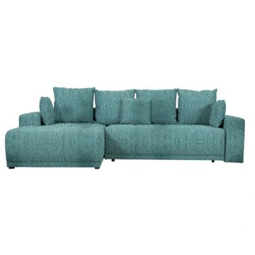 Coltar Cu Insula Dreapta Green, 5 Locuri, Lada Depozitare, Albastru, Palacio 77, 280 Cm