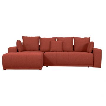 Coltar Cu Insula Dreapta Green, 5 Locuri, Lada Depozitare, Rosu, Lavinia Rust, 280 Cm