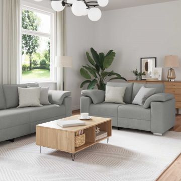 vidaXL Canapea 2 pcs Gri nori 219 x 80 x 82 cm țesătură