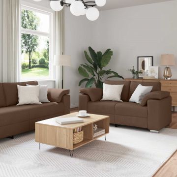 vidaXL Canapea 2 pcs Maro 219 x 80 x 82 cm țesătură