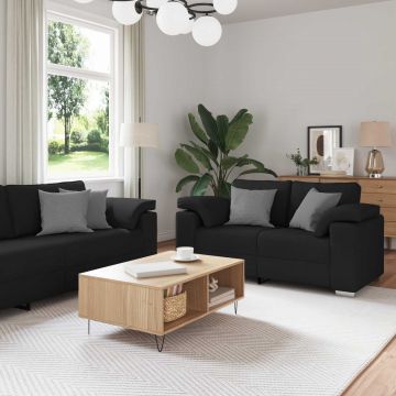 vidaXL Canapea 2 pcs Negru 219 x 80 x 82 cm țesătură