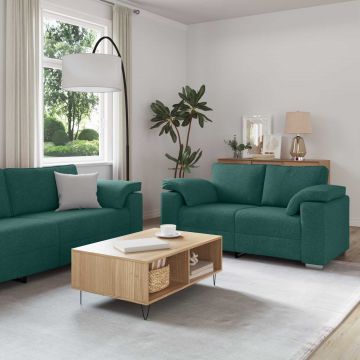 vidaXL Canapea 2 pcs Verde închis 219 x 80 x 82 cm țesătură