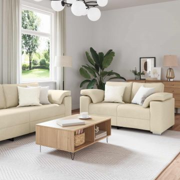vidaXL Canapea 3 pcs Crem 219 x 80 x 82 cm Material textil din in