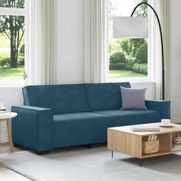 vidaXL Canapea cu 3 locuri, albastru, 220x78x84 cm, catifea