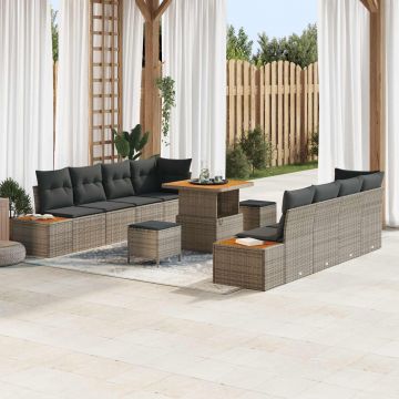 vidaXL Set de canapele pentru grădină cu pernă 11 pcs Gri