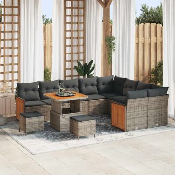 vidaXL Set de canapele pentru grădină cu pernă 12 pcs Gri