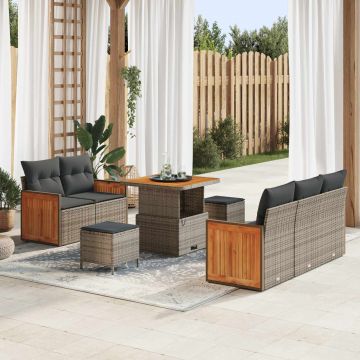 vidaXL Set de canapele pentru grădină cu pernă 8 pcs Gri