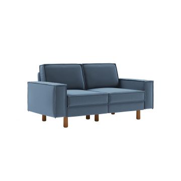 Canapea 2 locuri, Atelier del Sofa, 918CMF1222, Otel, Albastru oceanic / Nuc