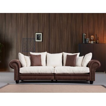 Canapea 3 locuri, Atelier del Sofa, 560ARE1548, Lemn de fag / PAL, Maro/Alb