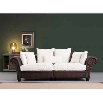 Canapea 3 locuri, Atelier del Sofa, 560ARE1561, Lemn de fag / PAL, Maro/Alb