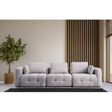Canapea 3 locuri, Atelier del Sofa, 560ARE4120, Lemn de fag / PAL, Gri deschis