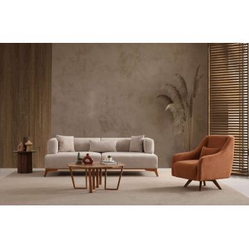 Canapea 3 locuri, Atelier del Sofa, 560ARE5210, Cadru: Lemn și PAL, Crem