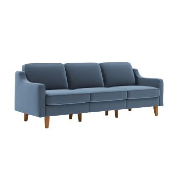 Canapea 3 locuri, Atelier del Sofa, 918CMF1174, Otel, Albastru oceanic / Nuc
