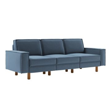 Canapea 3 locuri, Atelier del Sofa, 918CMF1254, Otel, Albastru oceanic / Nuc