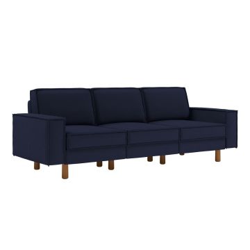Canapea 3 locuri, Atelier del Sofa, 918CMF1260, Otel, Albastru noapte / Nuc