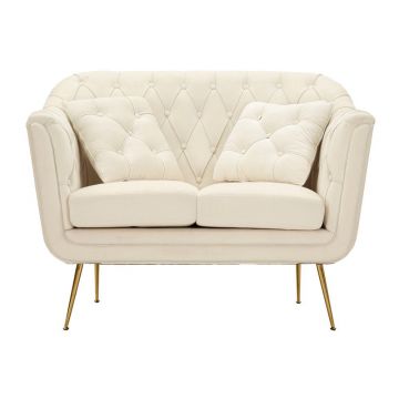 Canapea crem cu tapițerie din catifea 130 cm Budapest – Mauro Ferretti