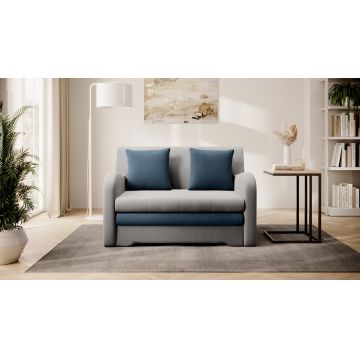 Canapea extensibila 2 locuri ELTAP, Ario, 130x103x85 cm, lemn/poliester, gri deschis/albastru