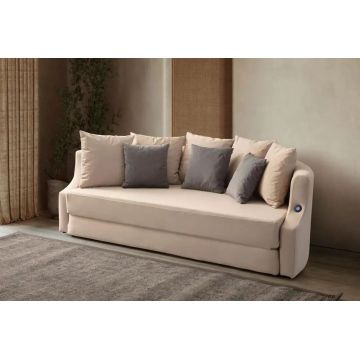 Canapea extensibila 3 locuri, Atelier del Sofa, 752EST1125, Lemn de carpen;PAL, Crem