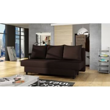 Canapea extensibila 3 locuri ELTAP, Amaza, 190x82x83 cm, lemn/poliester, maro