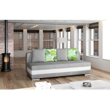 Canapea extensibila 3 locuri ELTAP, Calia, 195x86x83 cm, lemn/poliester, gri/alb