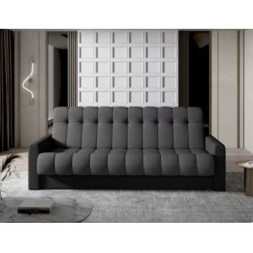 Canapea extensibila 3 locuri ELTAP, Garett, 212x85x90 cm, lemn/poliester, gri inchis/negru