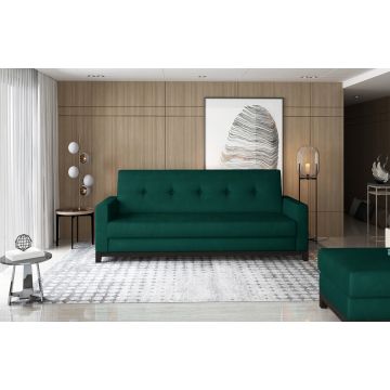 Canapea extensibila 3 locuri ELTAP, Selene, 216x104x93 cm, lemn/poliester, verde inchis