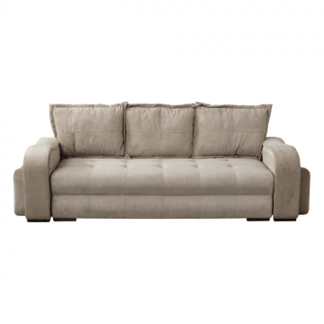 Canapea extensibila TOLEDO, 3 locuri, cu arcuri si lada depozitare, maro deschis, 265x100x95 cm