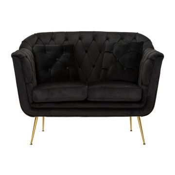 Canapea neagră cu tapițerie din catifea 130 cm Budapest – Mauro Ferretti