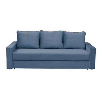 Canapea NICO II extensibila, 3 locuri, cu arcuri si lada depozitare, albastru, 220x85x75 cm
