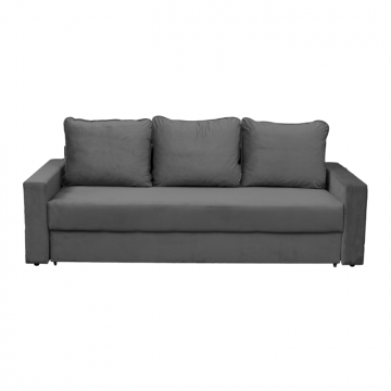Canapea NICO II extensibila, 3 locuri, cu arcuri si lada depozitare, gri inchis, 220x85x75 cm