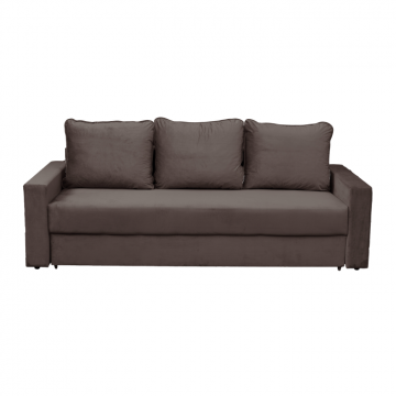 Canapea NICO II extensibila, 3 locuri, cu arcuri si lada depozitare, maro, 220x85x75 cm