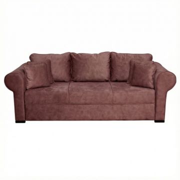 Canapea SEUL extensibila, 3 locuri, cu arcuri si lada depozitare, maro visiniu, 250x105x100 cm