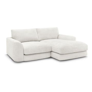 Colțar alb cu tapițerie din chenille (cu colț pe partea dreaptă/cu șezlong) Leonore – Bobochic Paris