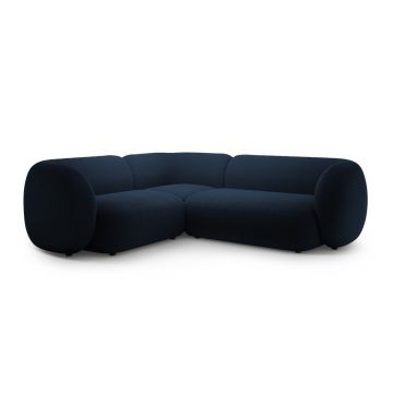 Colțar albastru cu tapițerie din catifea (cu colț pe partea stângă/în formă de ”L”) Kate – Micadoni