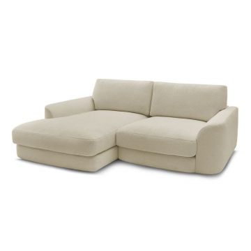 Colțar bej cu tapițerie din țesătură bouclé (cu colț pe partea stângă/cu șezlong) Leonore – Bobochic Paris