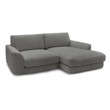 Colțar gri închis cu tapițerie din țesătură bouclé (cu colț pe partea dreaptă/cu șezlong) Leonore – Bobochic Paris