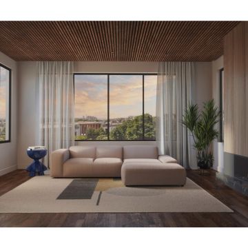 Colțar, textil, bej, 304/200 cm