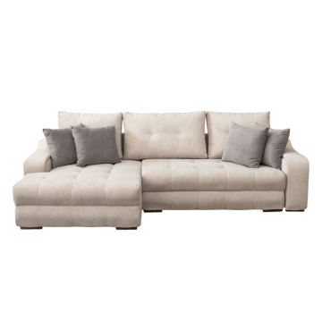 Coltar extensibil ATENA 2ES1, cu arcuri si lada depozitare, colt stanga, bej, 300x190x100 cm