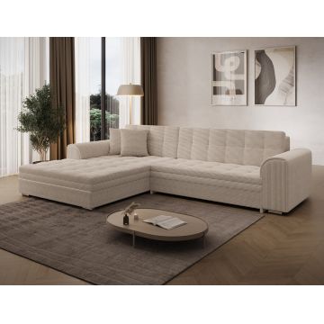 Coltar extensibil stanga 4 locuri ELTAP, Sorento, 296x194x78 cm, lemn/poliester, bej