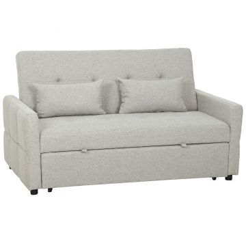 HOMCOM Canapea Pat cu Design Extensibil Clic Clac pentru 2 Locuri - Gri Deschis | Aosom Romania
