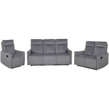 Set Canapea Și Fotolii, textil, gri închis